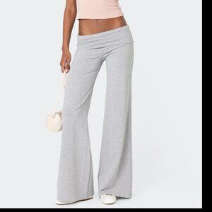 NWT Edikted Gray Wide Leg Fold Over Pants Bottoms Leggings